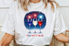 4th of July Red White Blue Wine Glasses Clipart Bundle - CraftNest - Digital Crafting and Art
