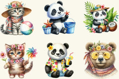 Cute Summer Animals Clipart Bundle 2 - CraftNest - Digital Crafting and Art