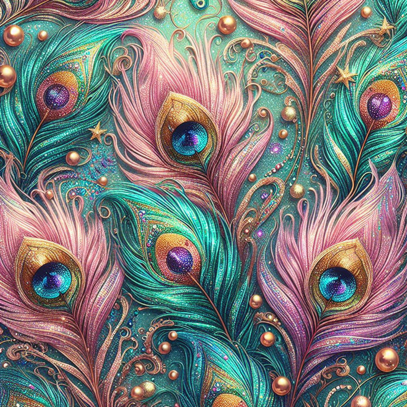 Glitter Peacock Feathers Digital Paper - CraftNest - Digital Crafting and Art