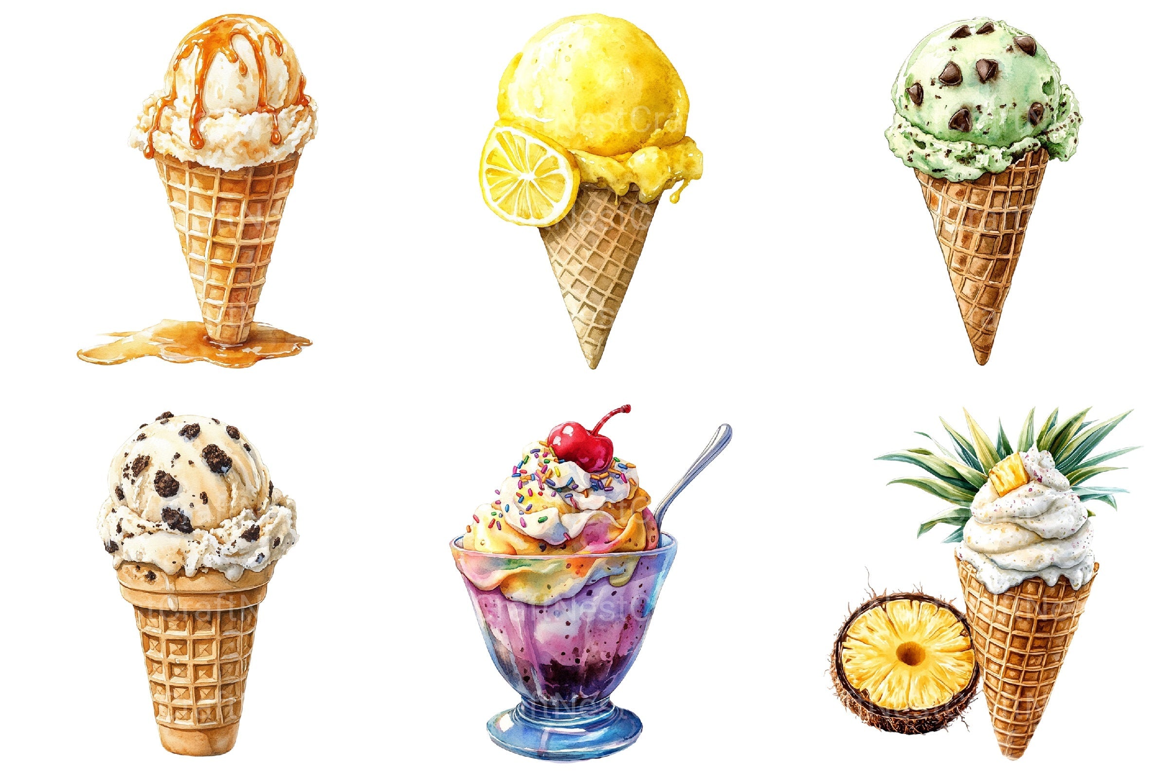 Summer Ice Cream Clipart Bundle 2 - CraftNest - Digital Crafting and Art
