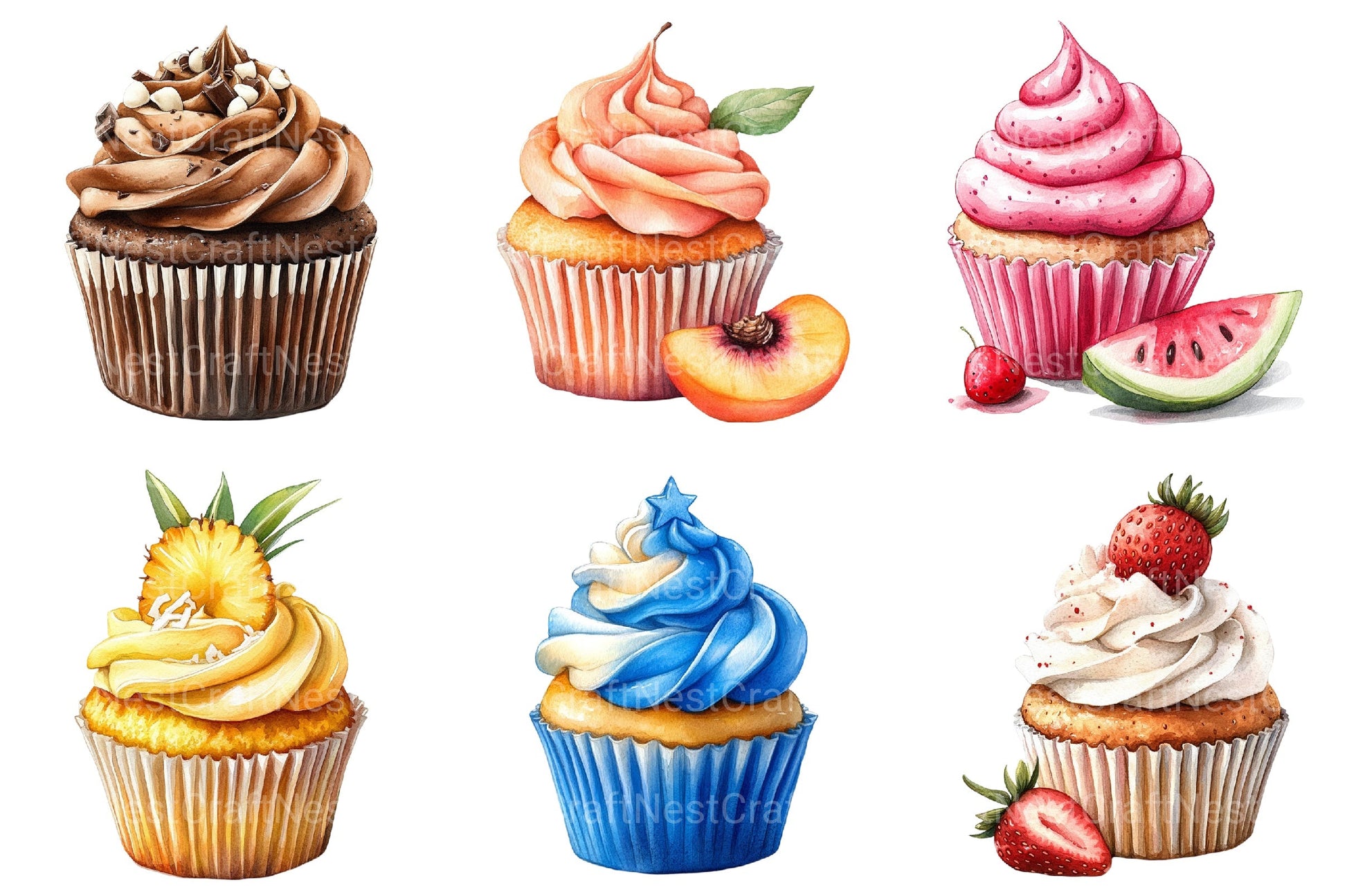 Summer Cupcakes Clipart Bundle - CraftNest - Digital Crafting and Art