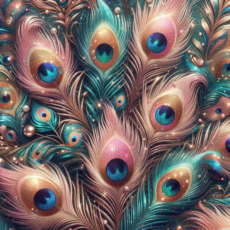 Glitter Peacock Feathers Digital Paper - CraftNest - Digital Crafting and Art