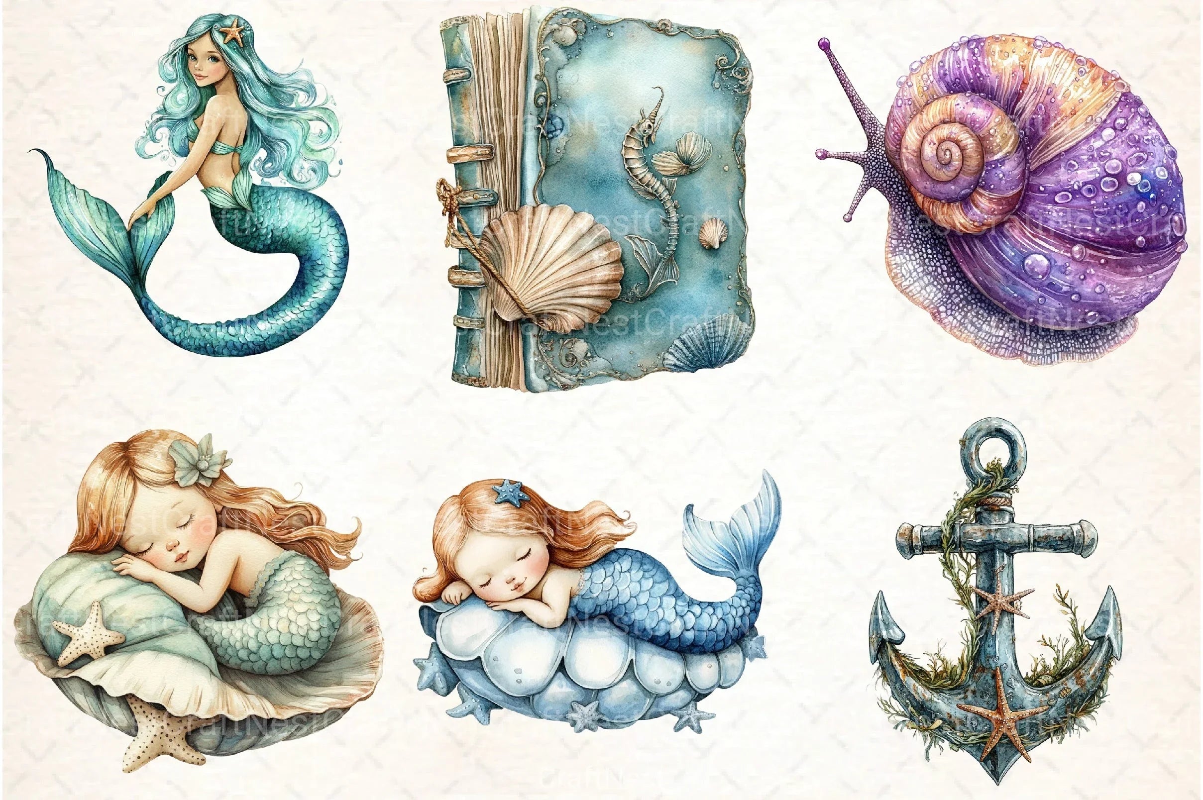 Little Mermaid Under The Sea Clipart Bundle 3 - CraftNest - Digital Crafting and Art