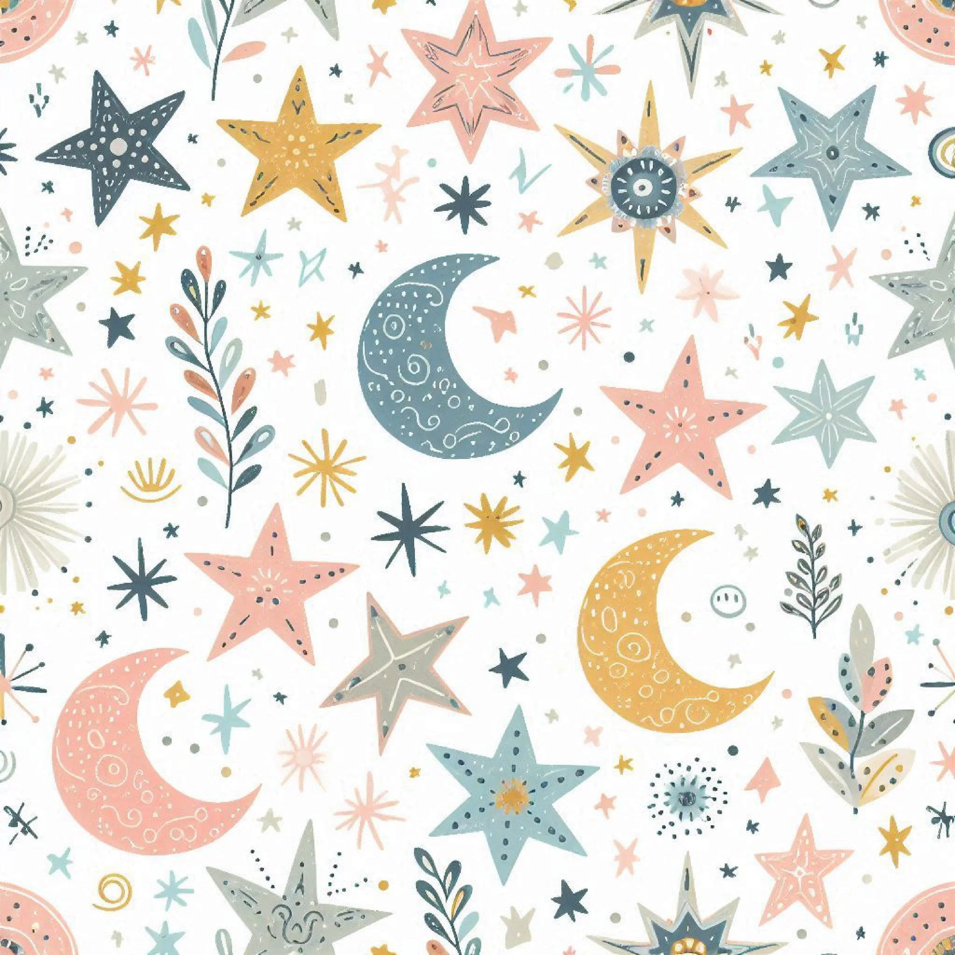 Whimsical Pastel Stars and Moons Pattern Clipart Bundle - CraftNest - Digital Crafting and Art