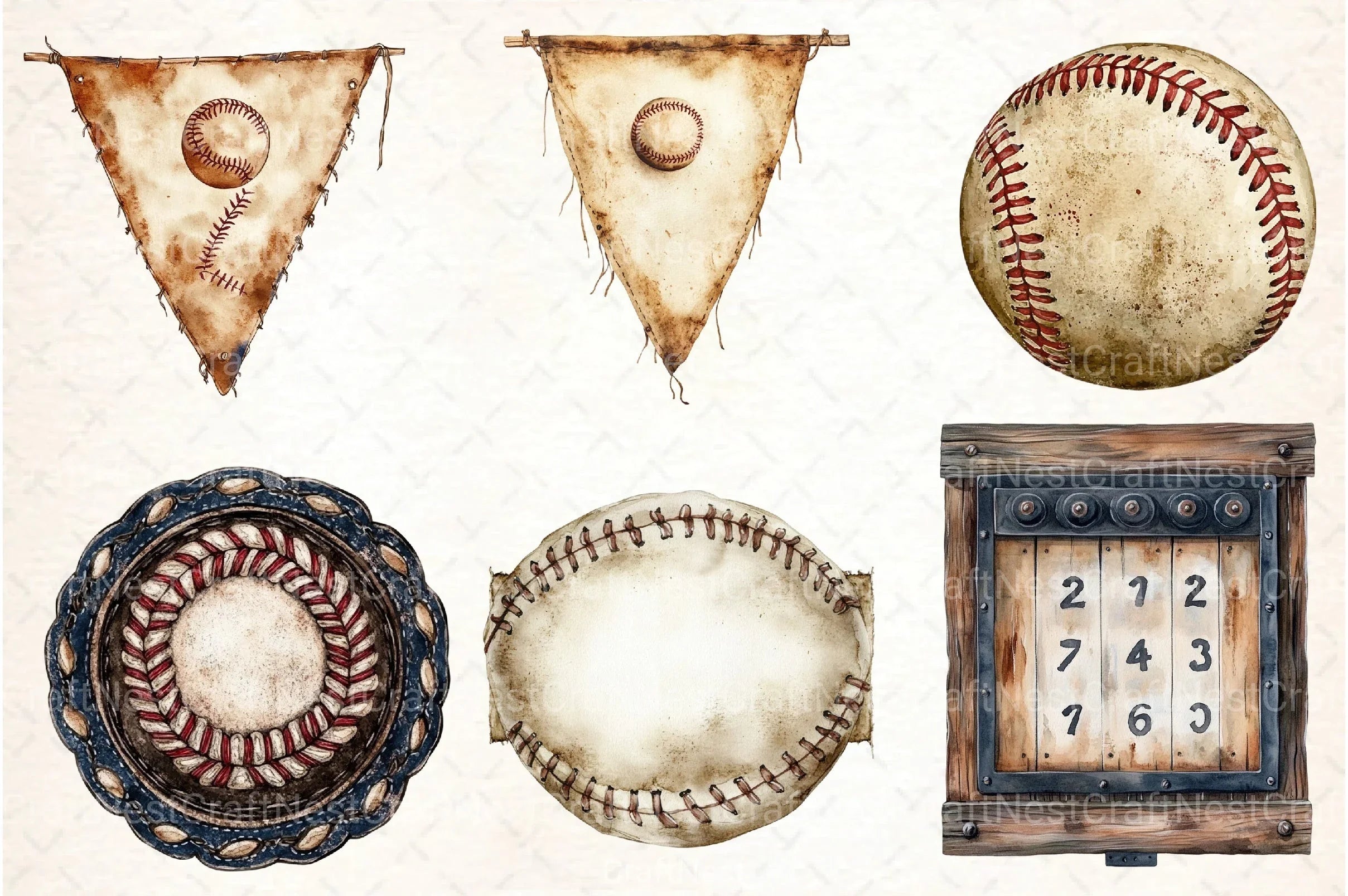 Vintage Baseball Game Day Clipart Bundle 88 - CraftNest - Digital Crafting and Art