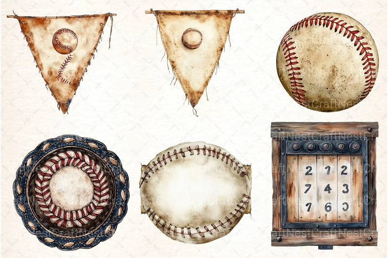Vintage Baseball Game Day Clipart Bundle 88 - CraftNest - Digital Crafting and Art