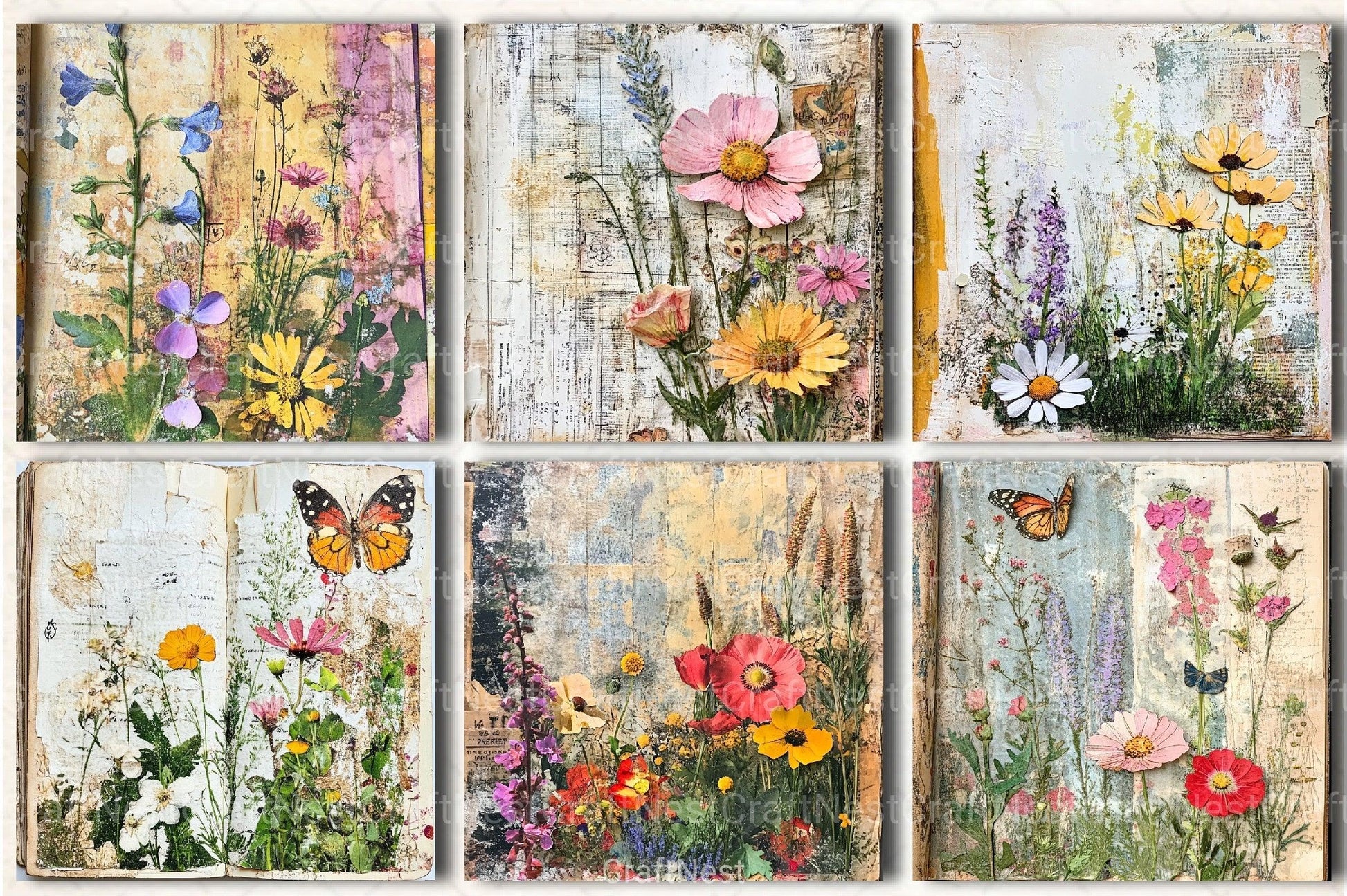 Wildflowers Collage Clipart Bundle - CraftNest - Digital Crafting and Art