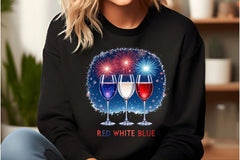 4th of July Red White Blue Wine Glasses Clipart Bundle - CraftNest - Digital Crafting and Art