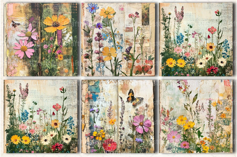 Wildflowers Collage Clipart Bundle - CraftNest - Digital Crafting and Art