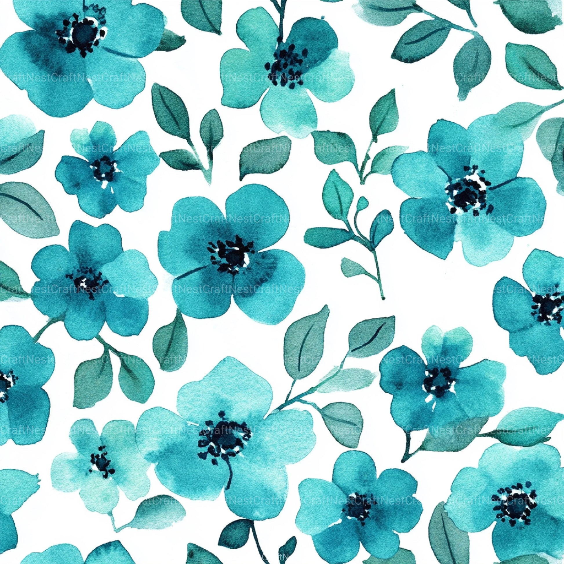 Navy Blue Yellow Cottage Flowers Pattern Clipart Bundle - CraftNest - Digital Crafting and Art