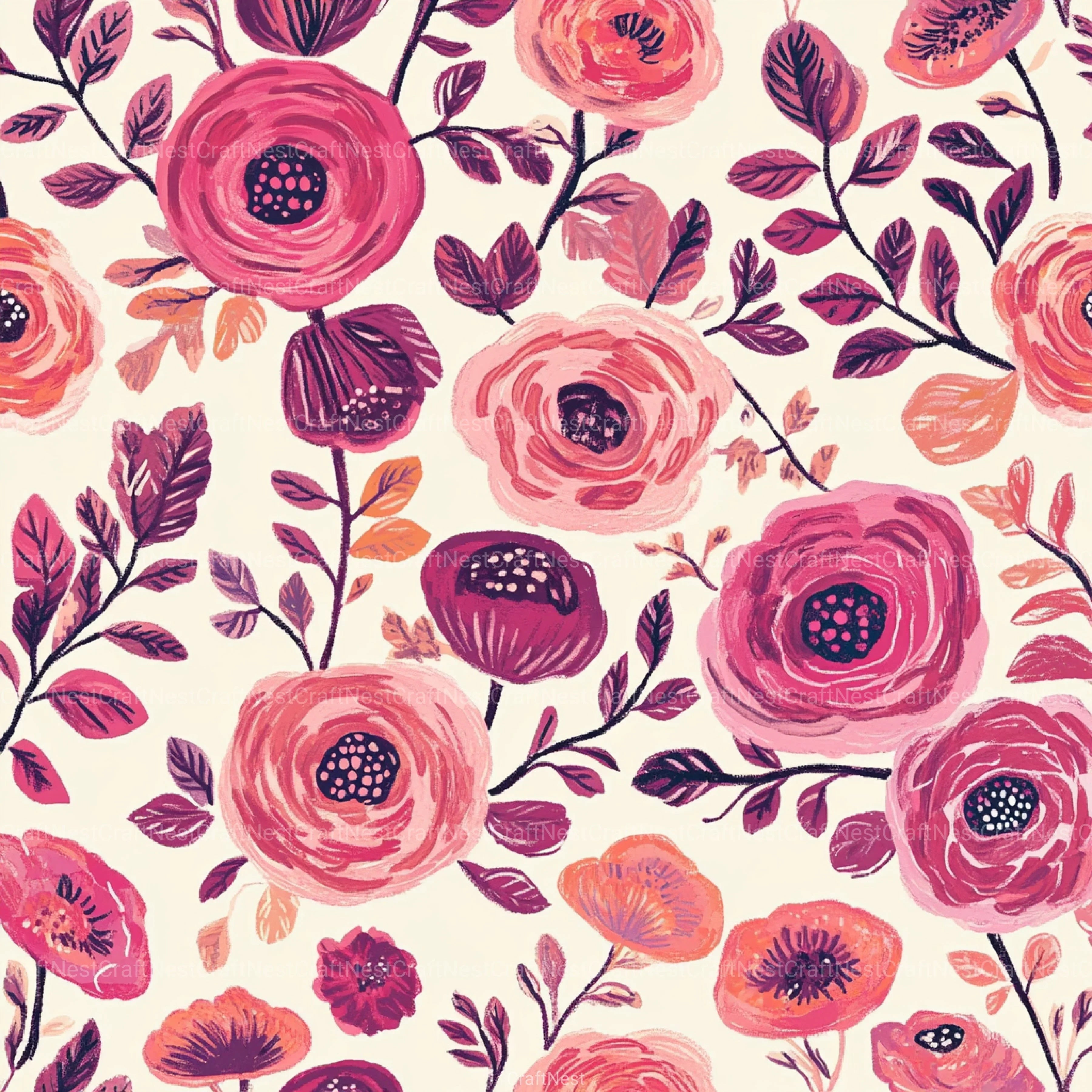 Boho Rose Tones Pattern Clipart Bundle - CraftNest - Digital Crafting and Art