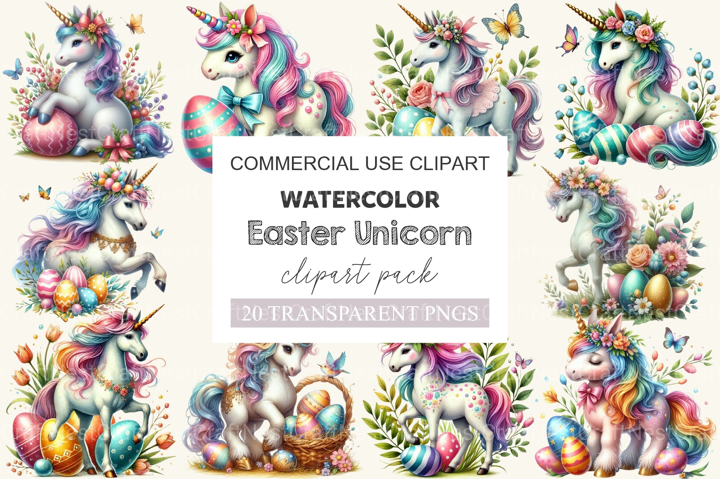 Easter Unicorn Clipart Bundle 2