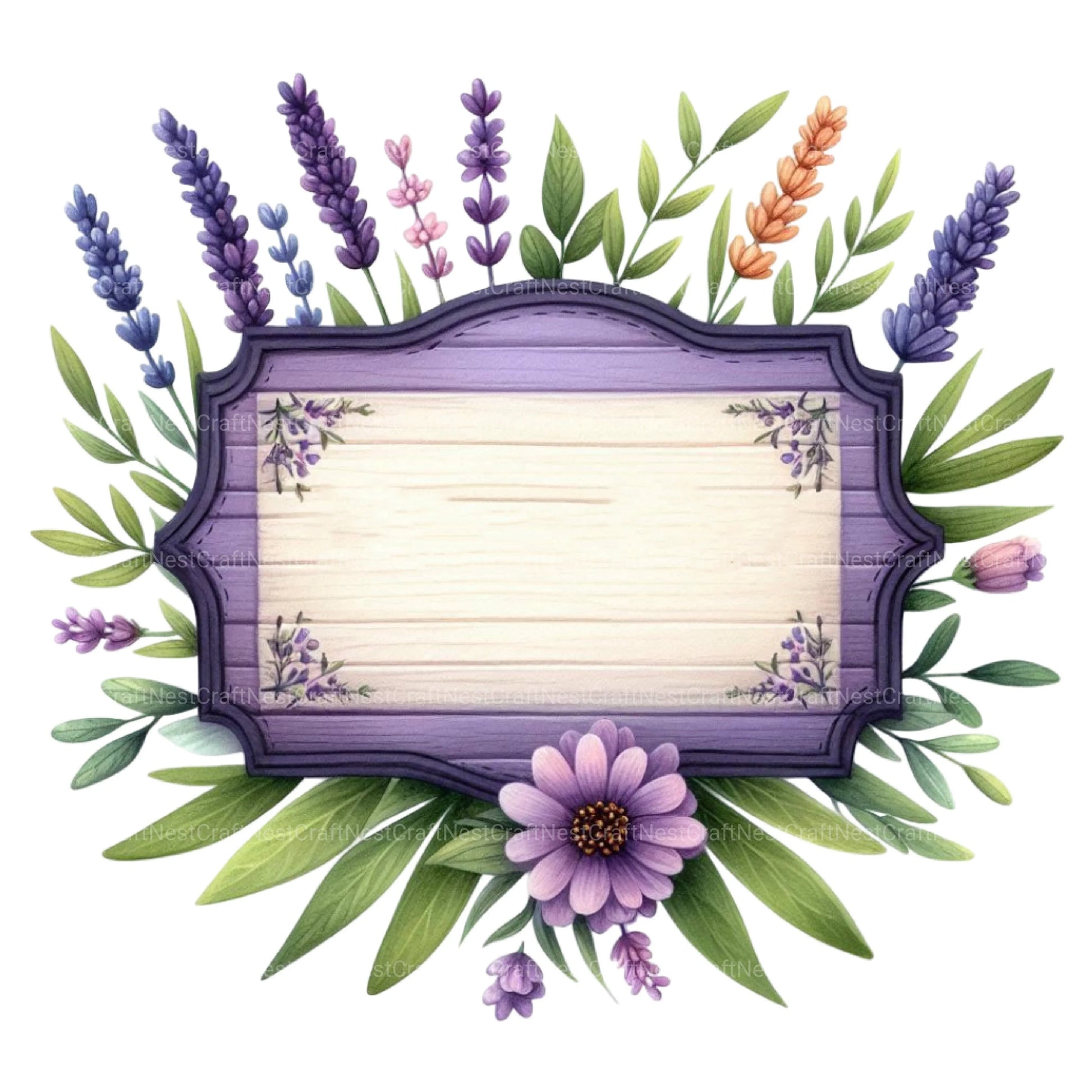 Lavender Wooden Name Plate Clipart Bundle - CraftNest - Digital Crafting and Art