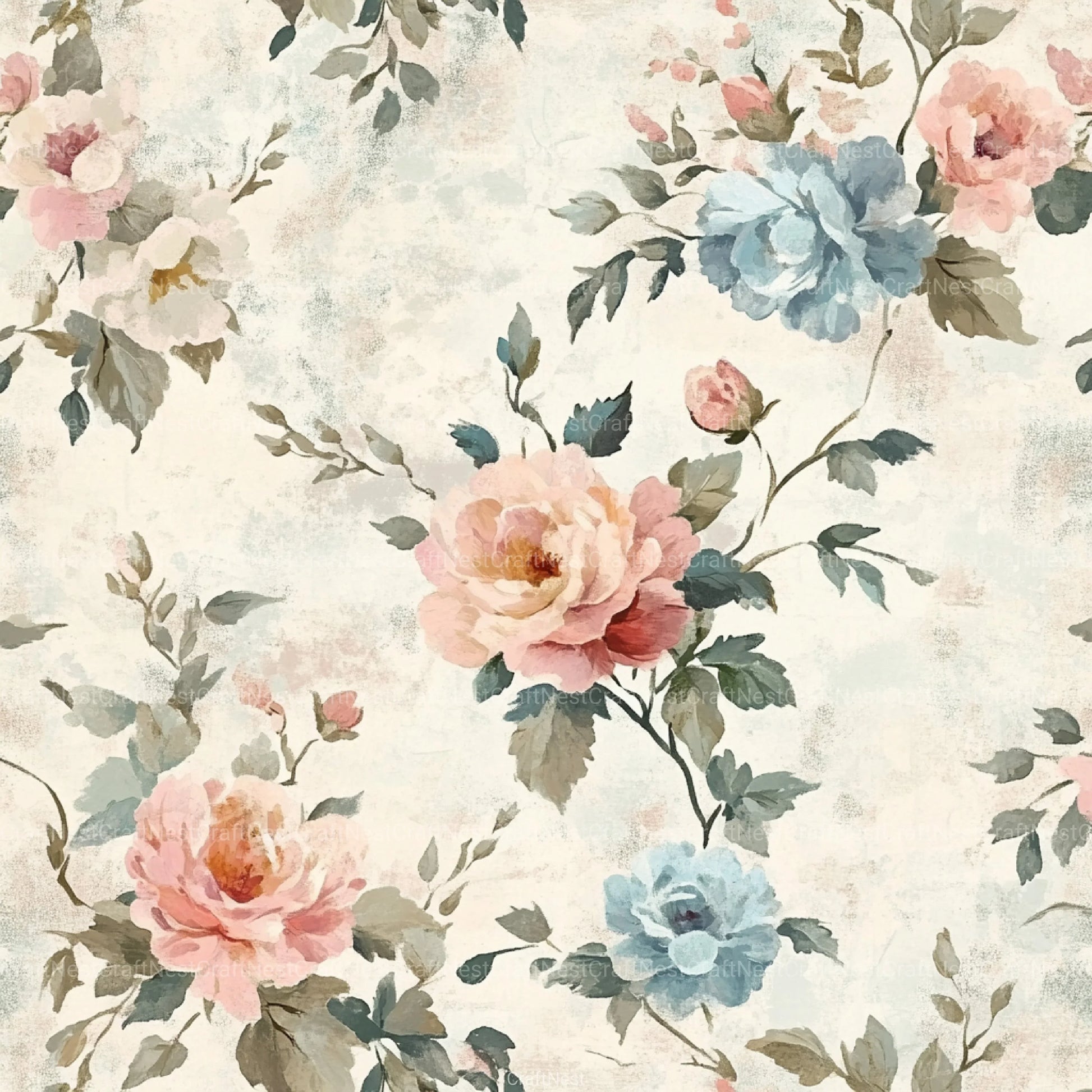 French Shabby Chic Pastel Flower Pattern Clipart Bundle 2 - CraftNest - Digital Crafting and Art