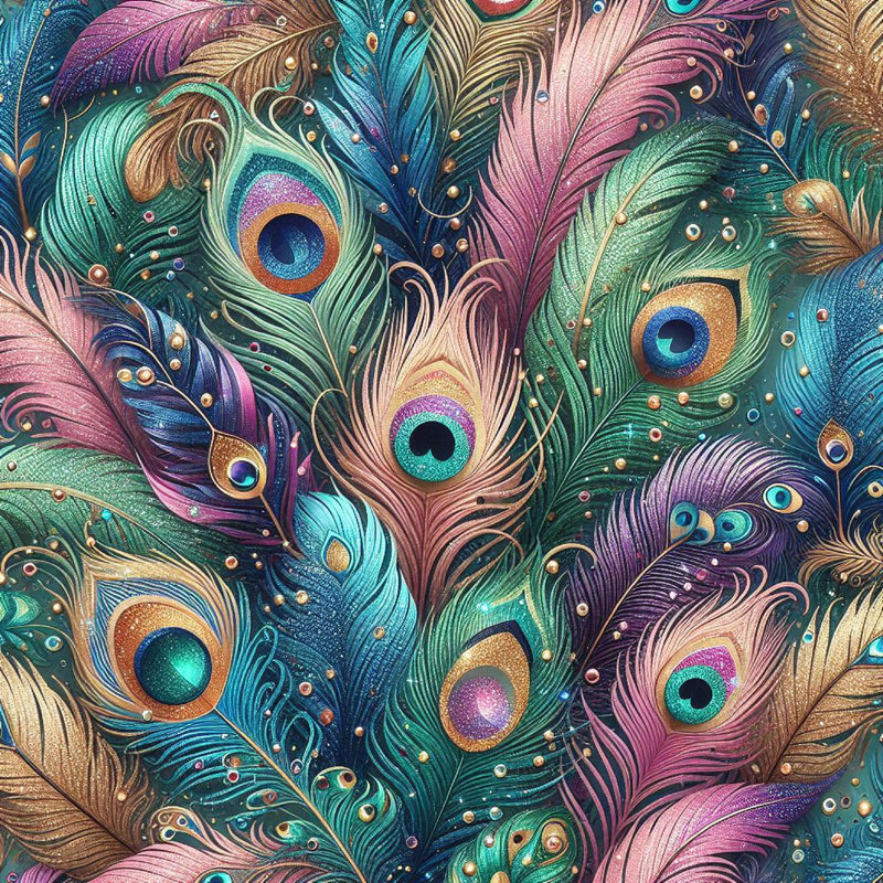 Glitter Peacock Feathers Digital Paper - CraftNest - Digital Crafting and Art