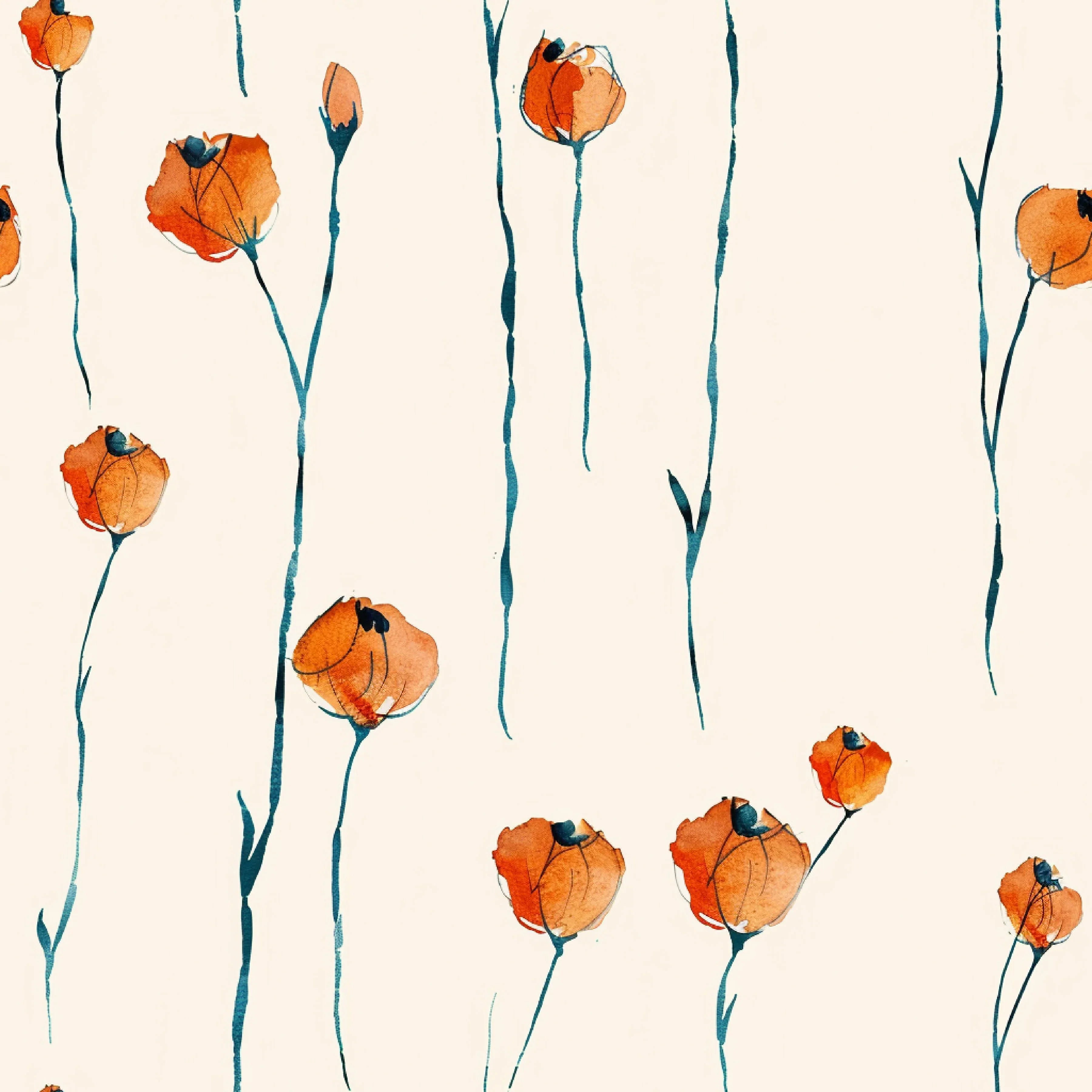 Orange & Blue Floral Pattern Clipart Bundle - CraftNest - Digital Crafting and Art