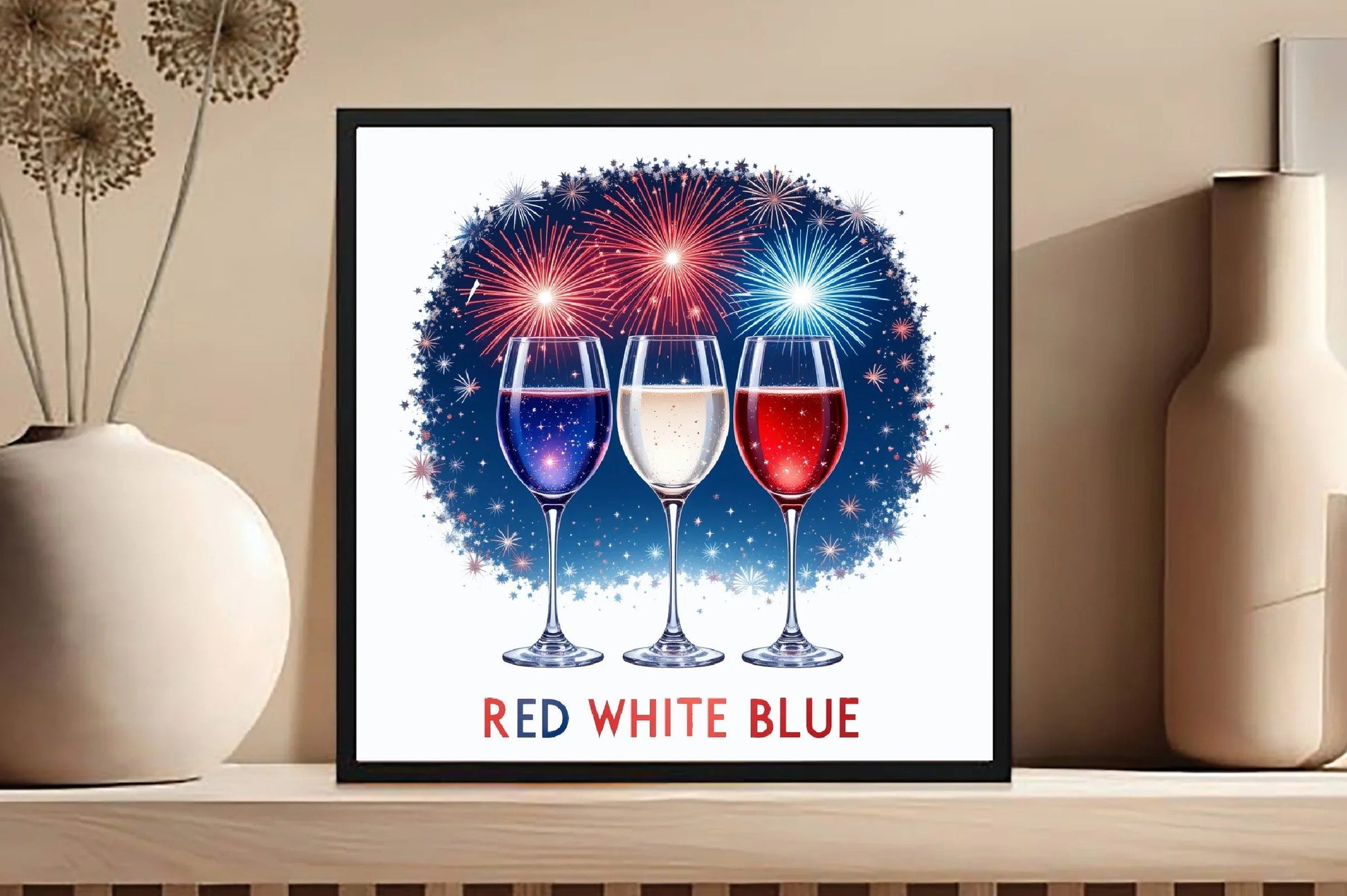 4th of July Red White Blue Wine Glasses Clipart Bundle - CraftNest - Digital Crafting and Art