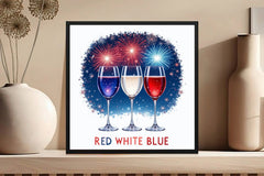 4th of July Red White Blue Wine Glasses Clipart Bundle - CraftNest - Digital Crafting and Art