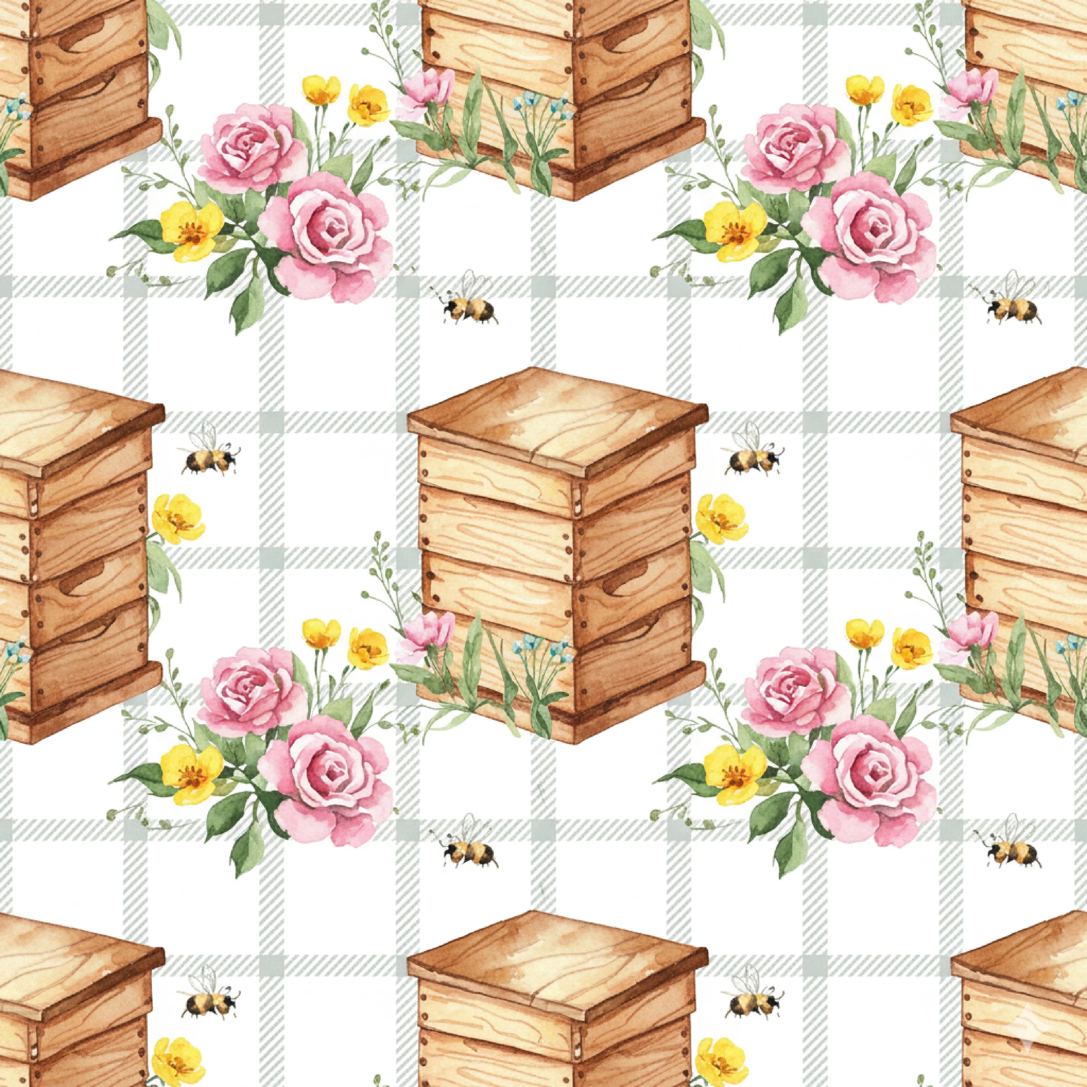 Seamless Bee Patterns Digital Paper - CraftNest - Digital Crafting and Art