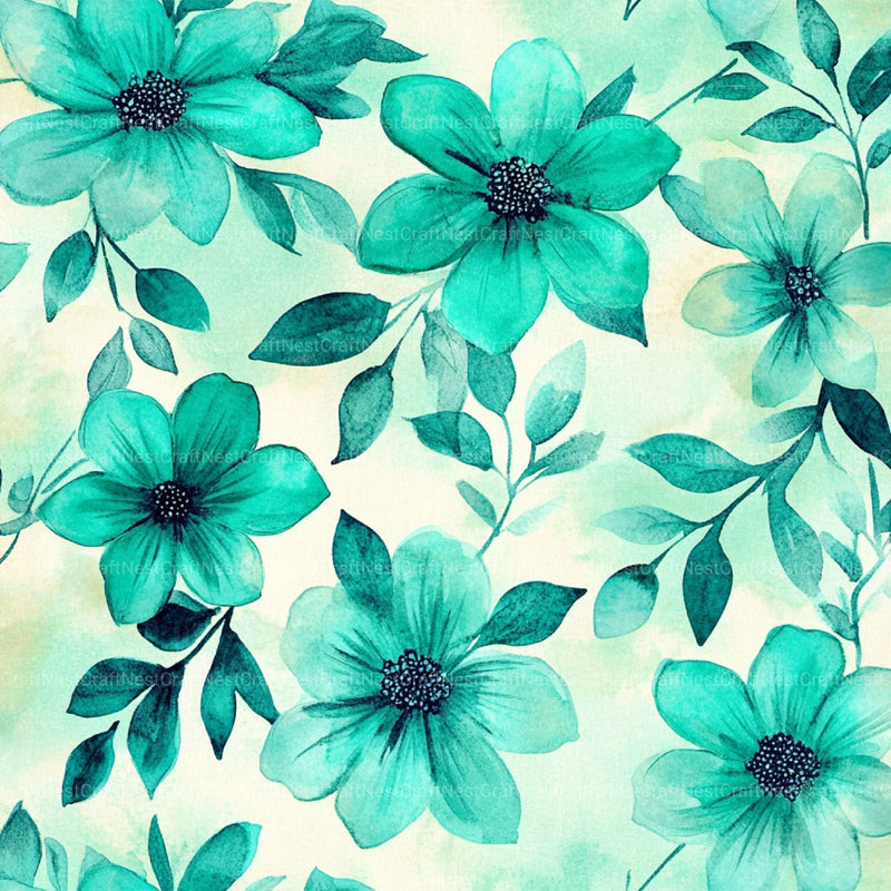 Navy Blue Yellow Cottage Flowers Pattern Clipart Bundle - CraftNest - Digital Crafting and Art