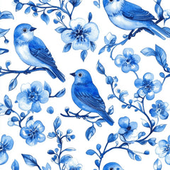 Blue Birds & Flowers Chinoiserie Pattern Clipart Bundle - CraftNest - Digital Crafting and Art