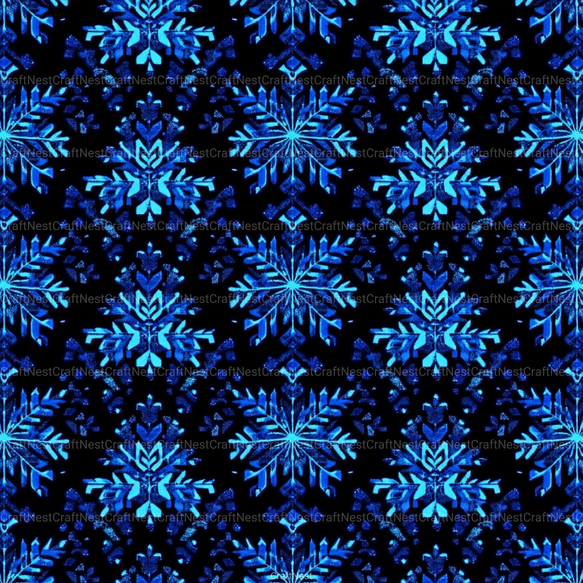 Blue Glitter Snowflakes Winter Pattern Clipart Bundle - CraftNest - Digital Crafting and Art