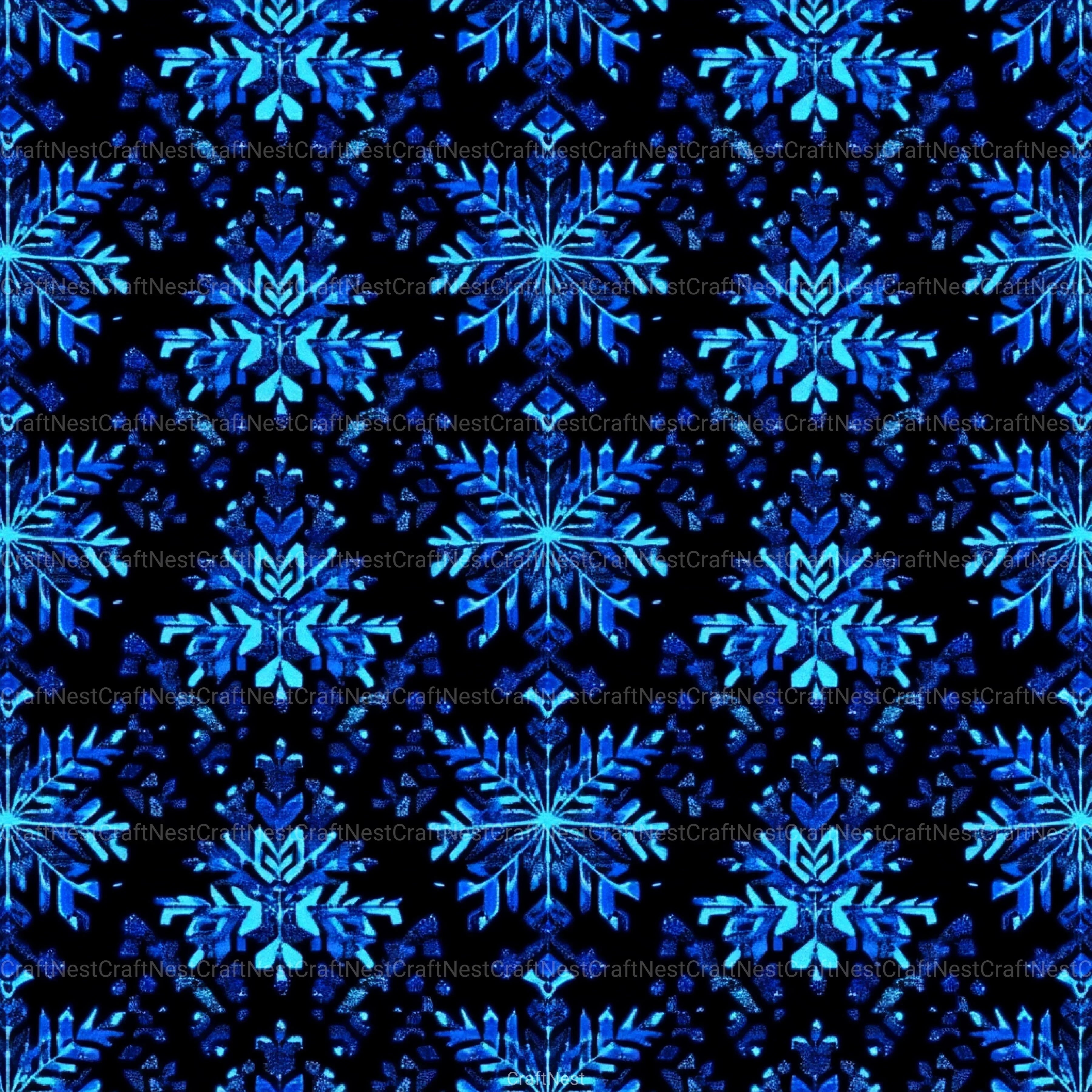 Blue Glitter Snowflakes Winter Pattern Clipart Bundle - CraftNest - Digital Crafting and Art