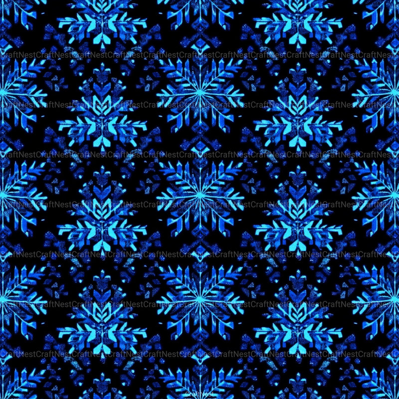 Blue Glitter Snowflakes Winter Pattern Clipart Bundle - CraftNest - Digital Crafting and Art