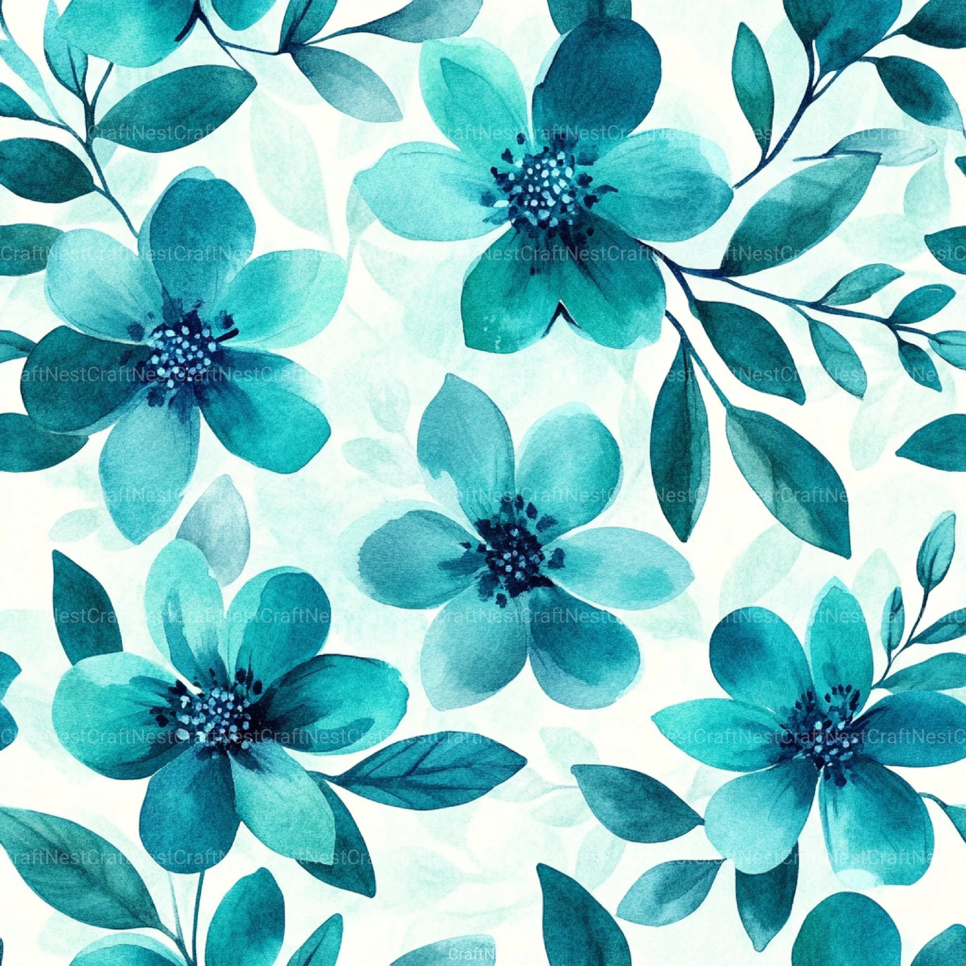 Navy Blue Yellow Cottage Flowers Pattern Clipart Bundle - CraftNest - Digital Crafting and Art