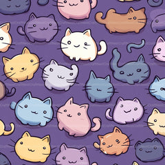 Seamless Kawaii Cute Cats Pattern Digital Paper - CraftNest - Digital Crafting and Art