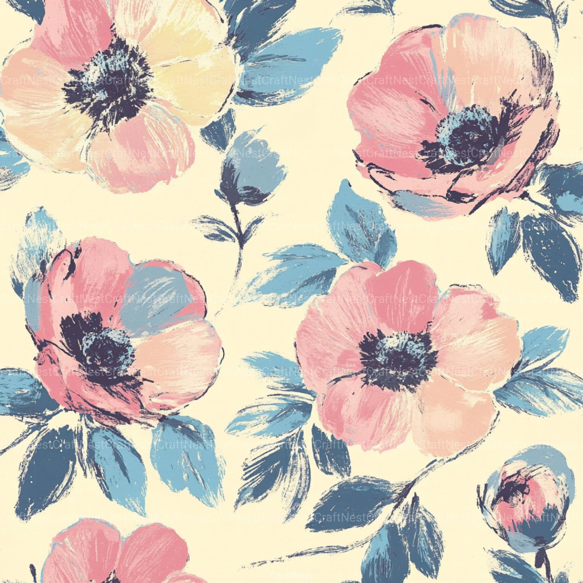 French Shabby Chic Pastel Flower Pattern Clipart Bundle 2 - CraftNest - Digital Crafting and Art