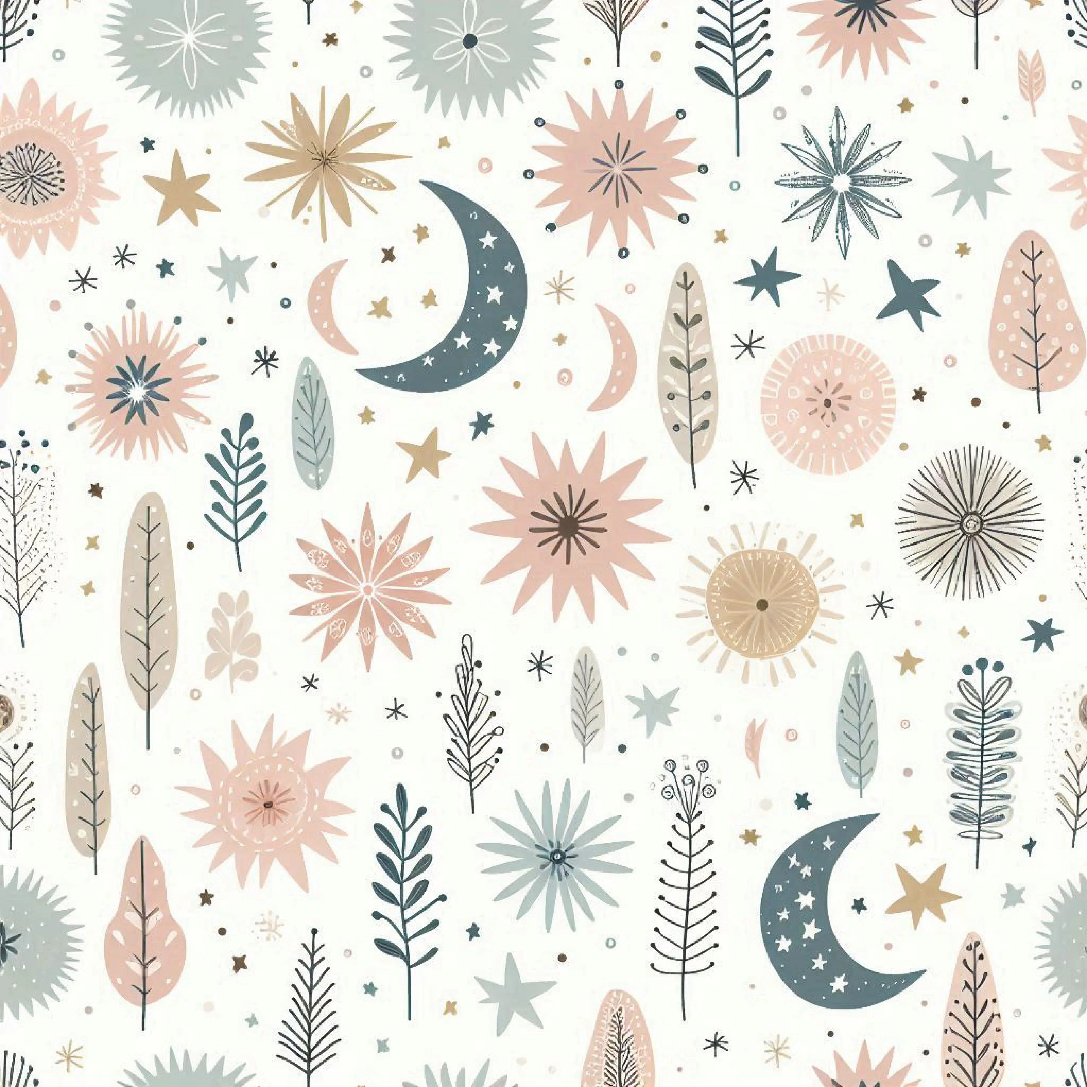 Whimsical Pastel Stars and Moons Pattern Clipart Bundle - CraftNest - Digital Crafting and Art