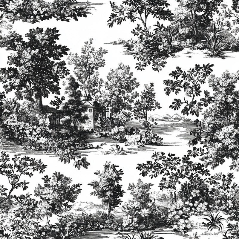 Black White Spring Toile De Jouy Pattern Clipart Bundle - CraftNest - Digital Crafting and Art