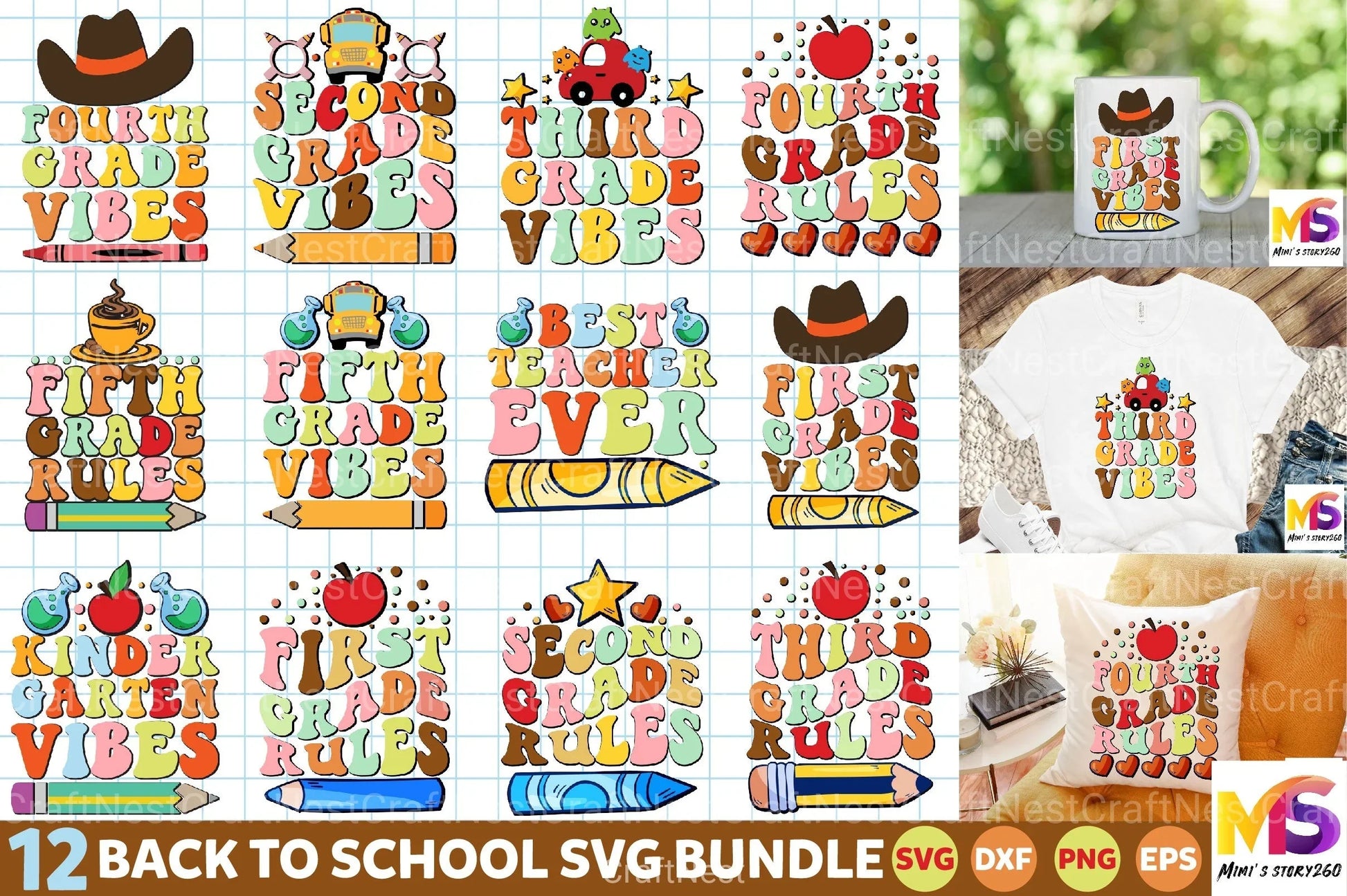 Third Grade Vibes Back to School Bundle - CraftNest - Digital Crafting and Art