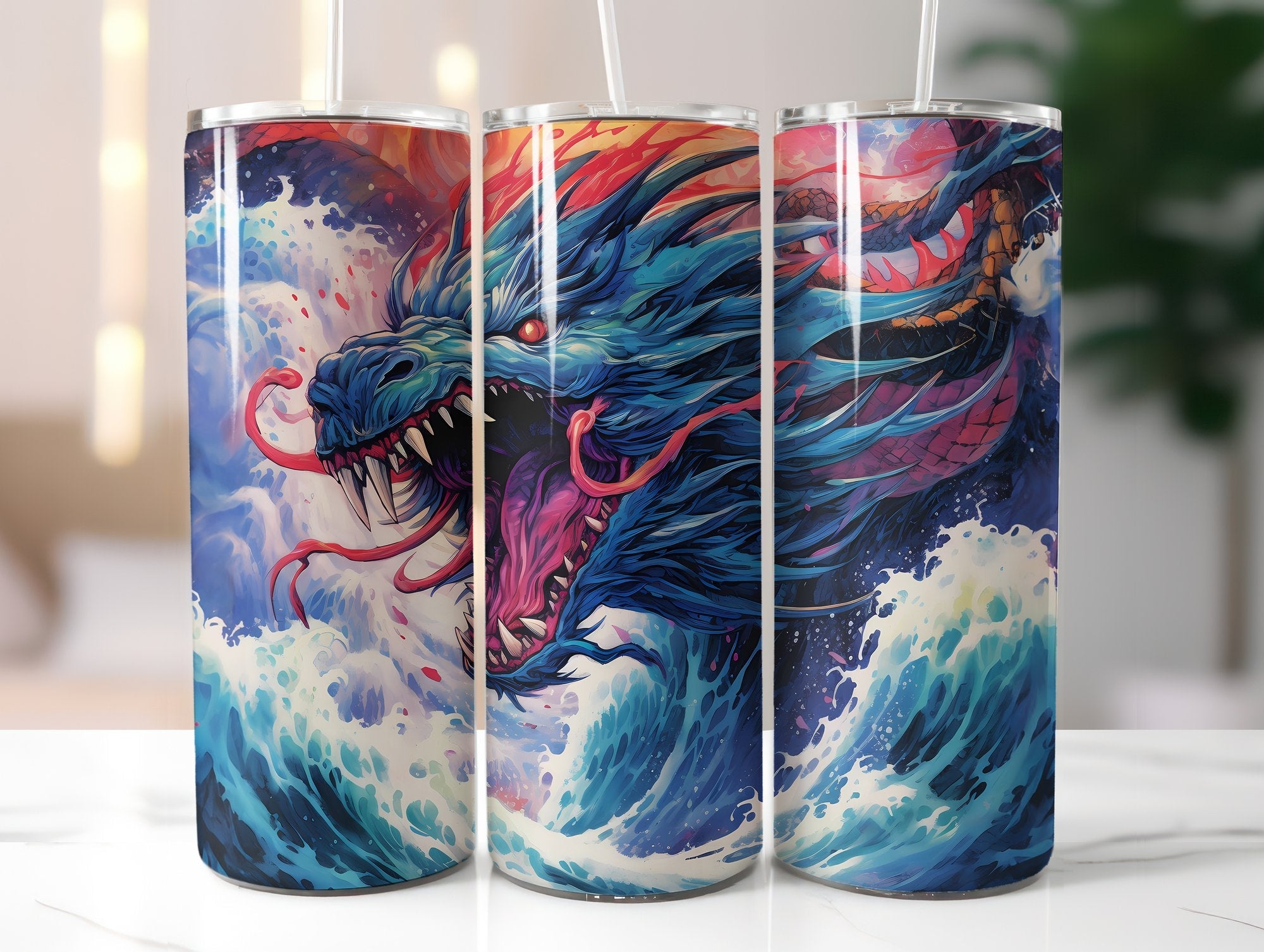 Japanese Art Style Dragons Tumbler Wrap - CraftNest