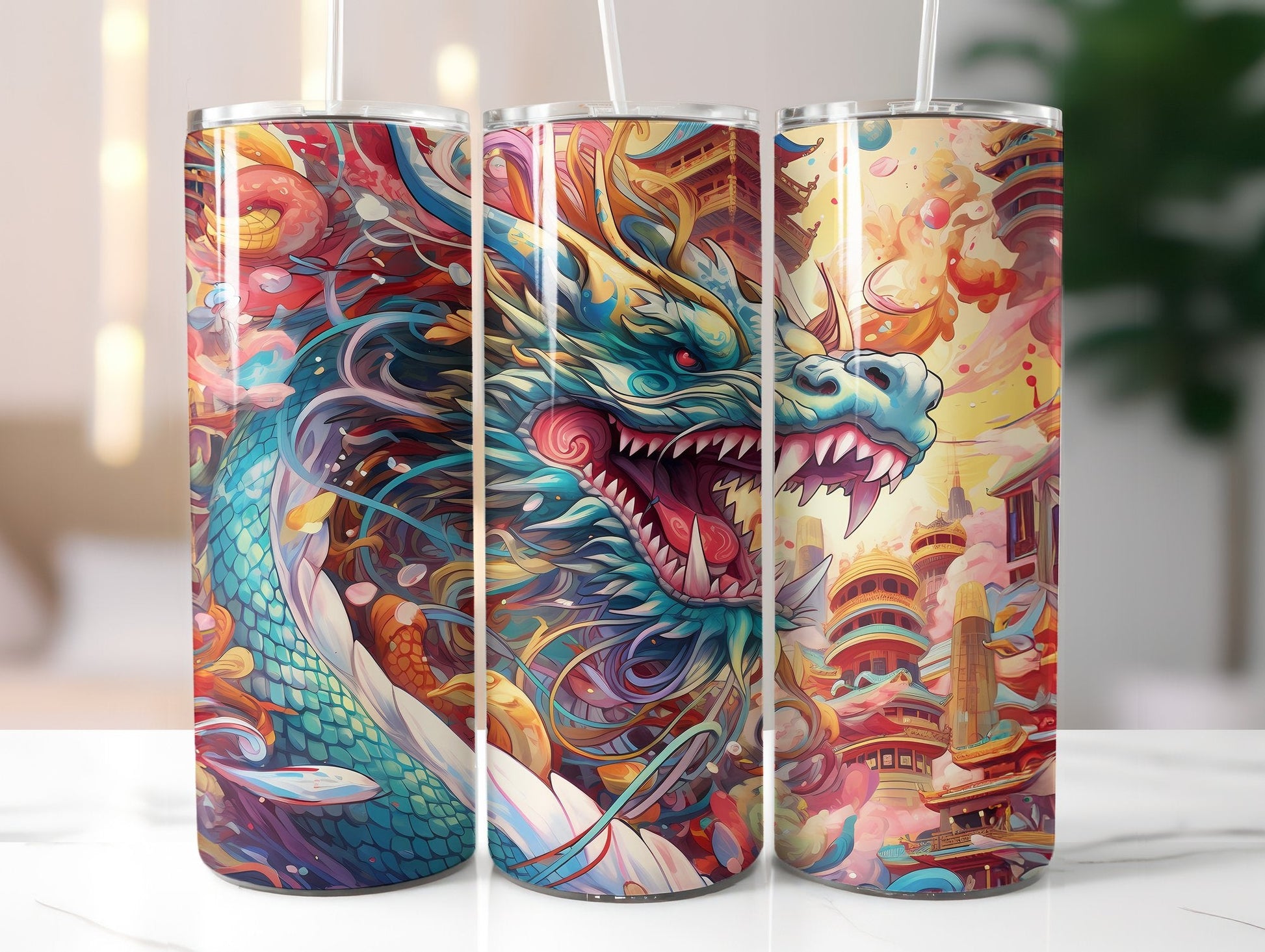 Japanese Art Style Dragons Tumbler Wrap - CraftNest