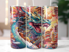 Japanese Art Style Dragons Tumbler Wrap - CraftNest