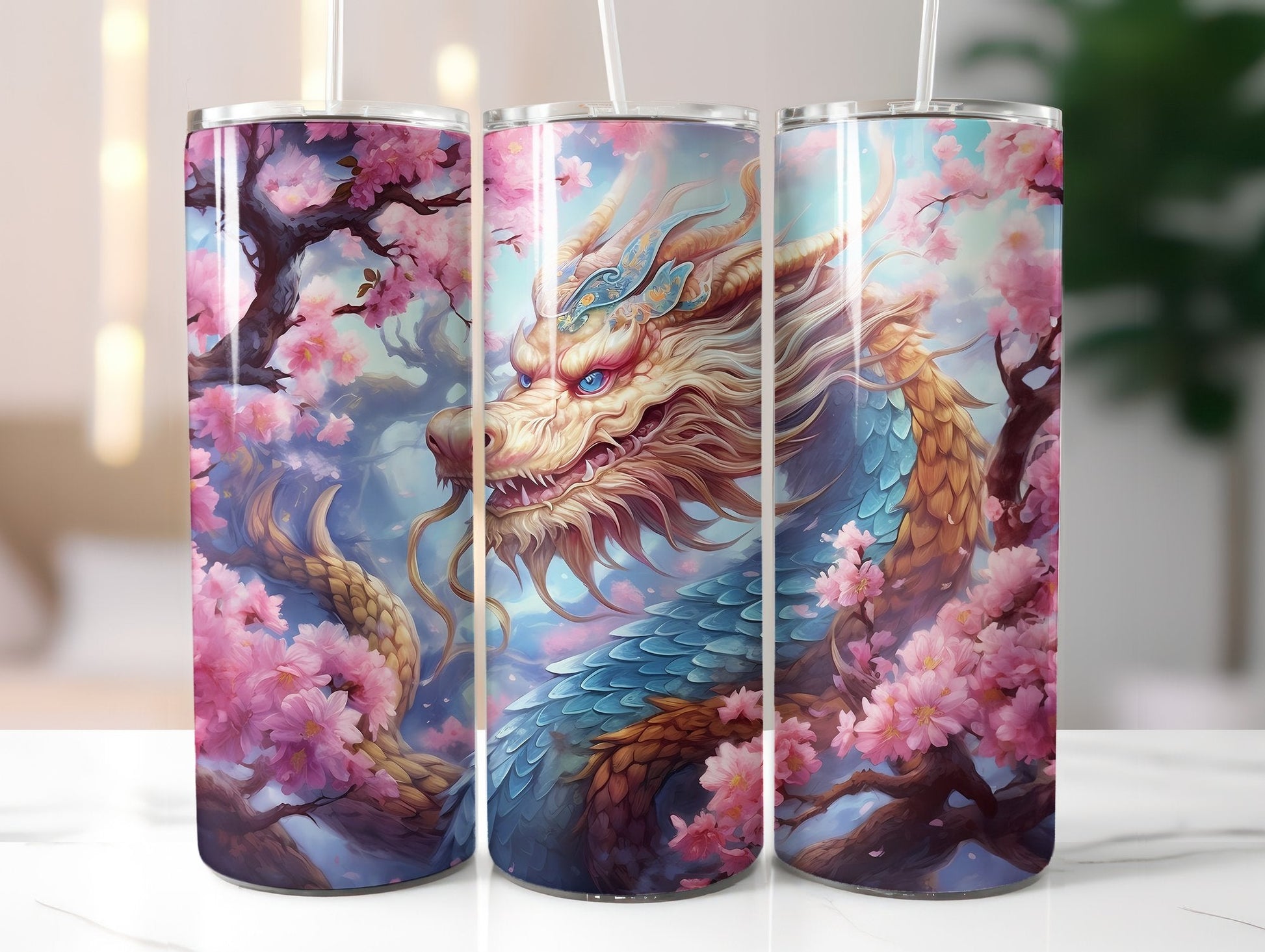 Japanese Art Style Dragons Tumbler Wrap - CraftNest