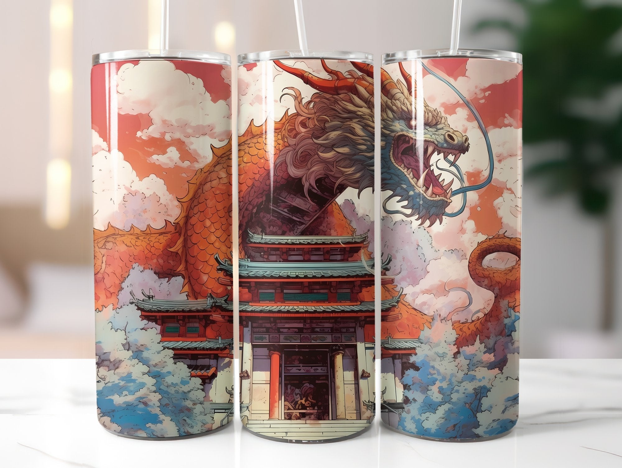 Japanese Art Style Dragons Tumbler Wrap - CraftNest