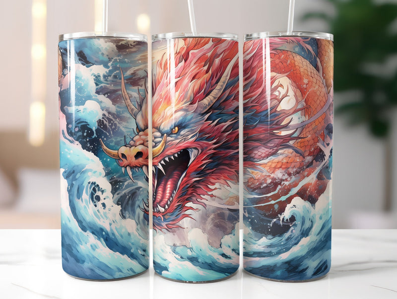 Japanese Art Style Dragons Tumbler Wrap - CraftNest