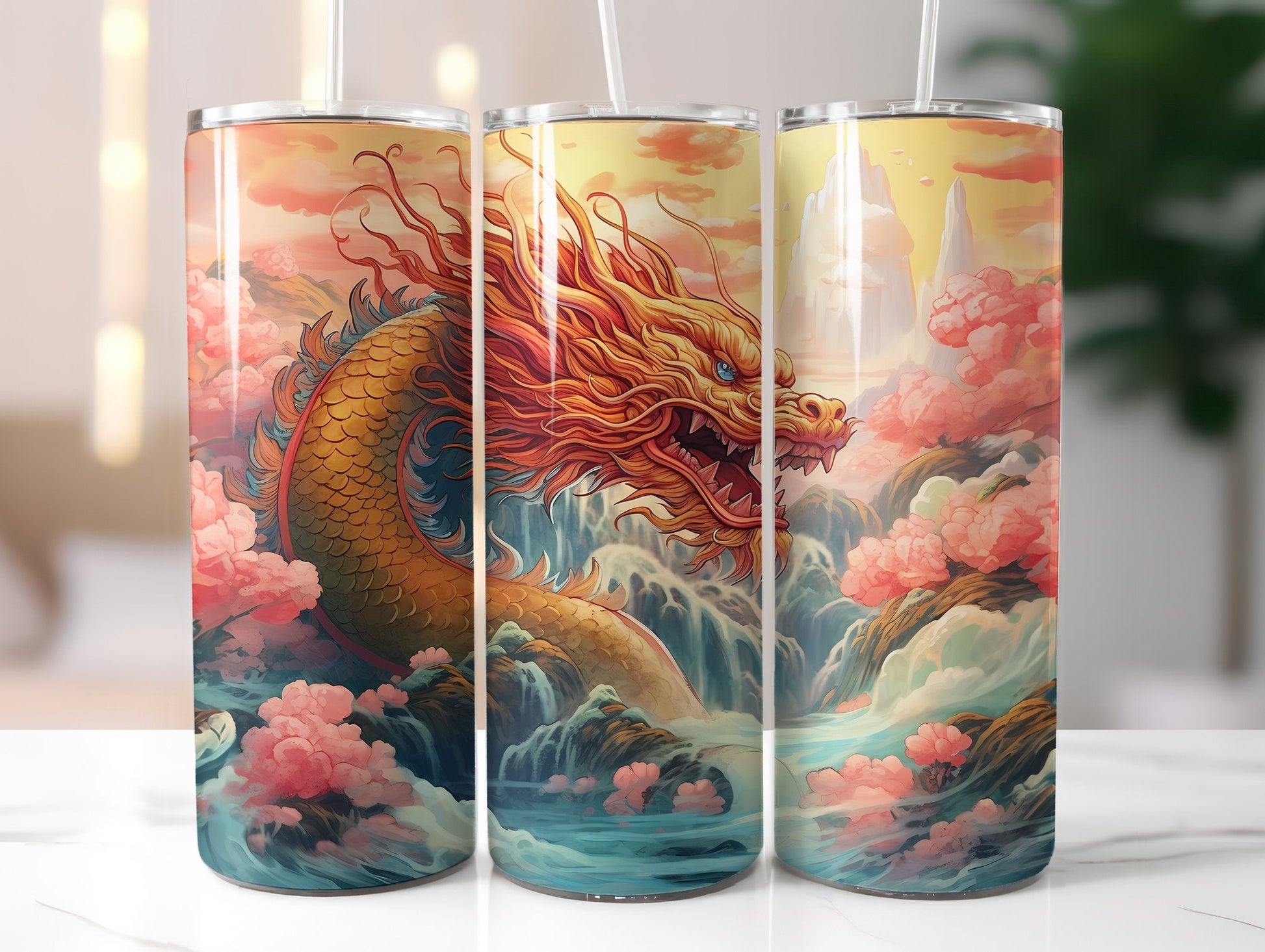 Japanese Art Style Dragons Tumbler Wrap - CraftNest
