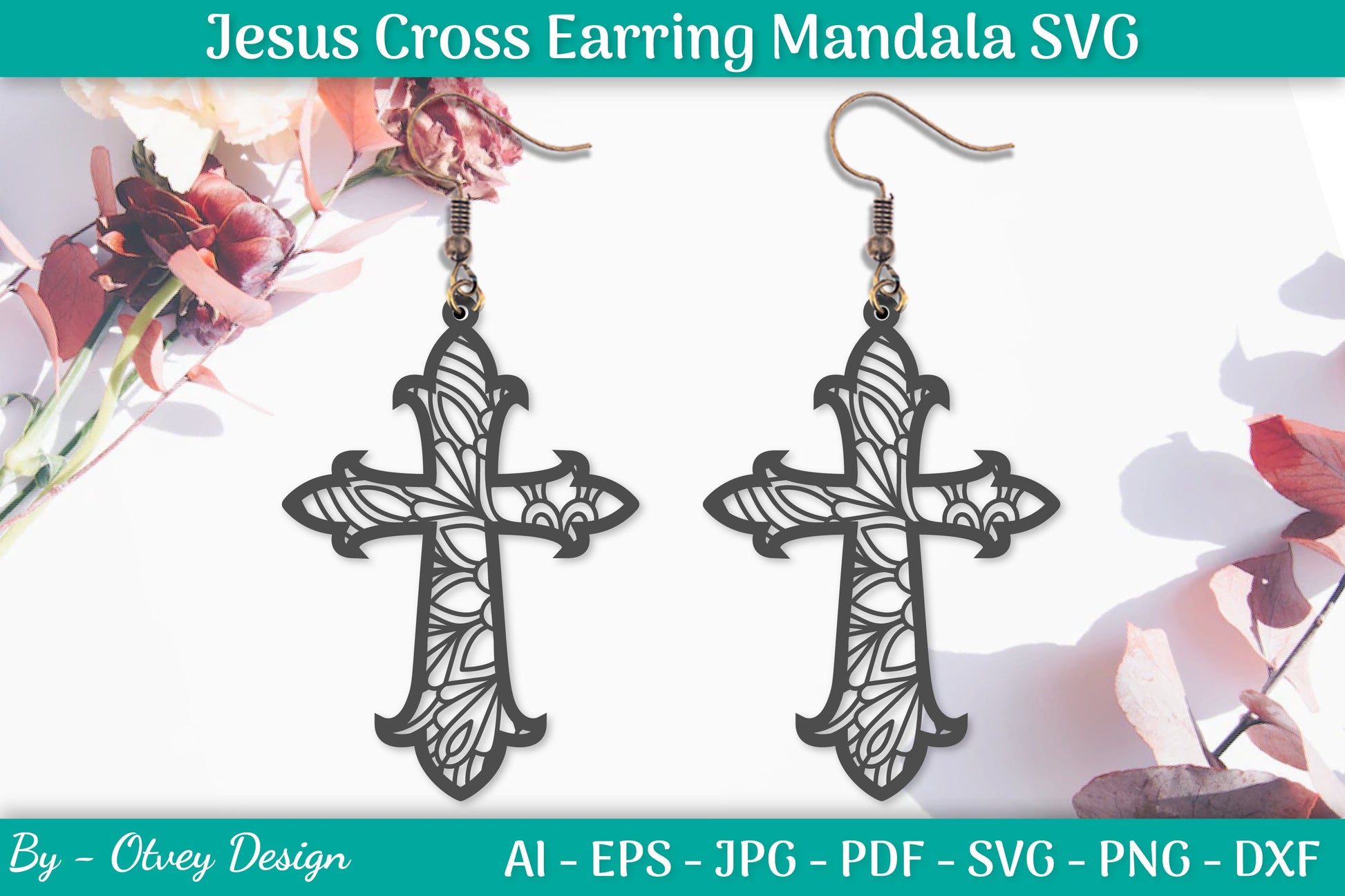 Jesus Cross Earring Mandala SVG Bundle 2 - CraftNest - Digital Crafting and Art