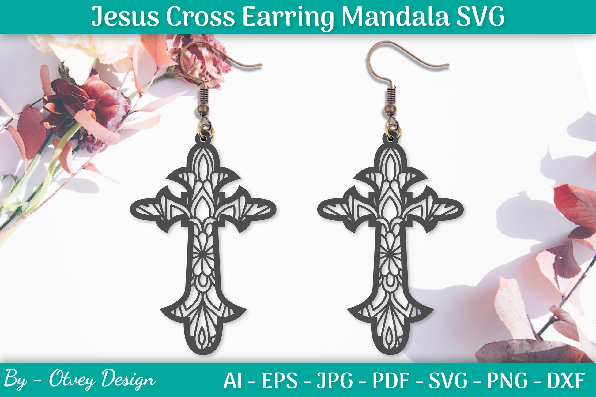 Jesus Cross Earring Mandala SVG Bundle 1 - CraftNest - Digital Crafting and Art