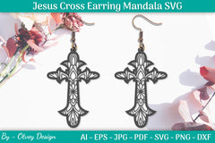 Jesus Cross Earring Mandala SVG Bundle 1 - CraftNest - Digital Crafting and Art