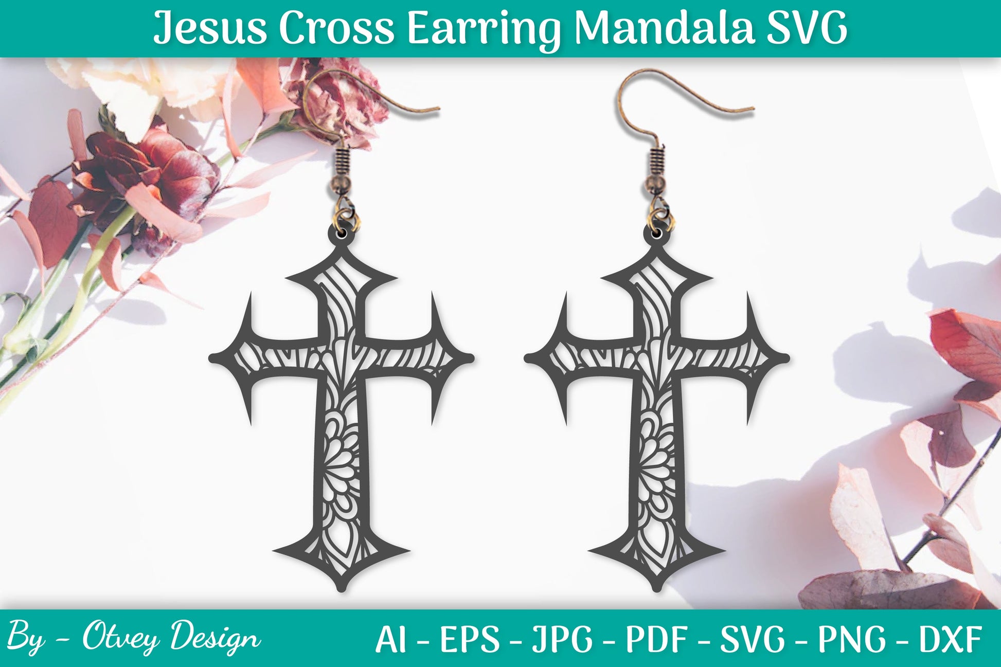 Jesus Cross Earring Mandala SVG Bundle 4 - CraftNest - Digital Crafting and Art