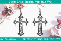 Jesus Cross Earring Mandala SVG Bundle 4 - CraftNest - Digital Crafting and Art
