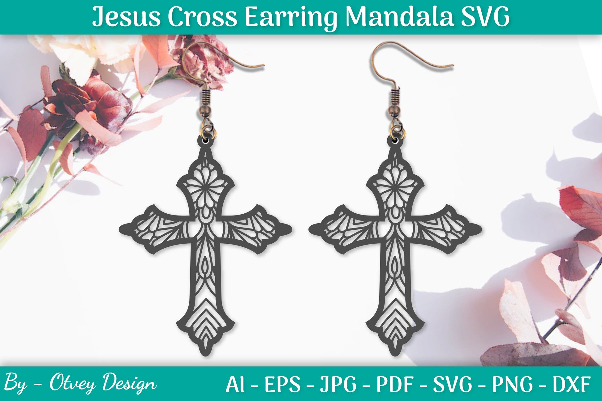 Jesus Cross Earring Mandala SVG Bundle 5 - CraftNest - Digital Crafting and Art