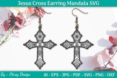 Jesus Cross Earring Mandala SVG Bundle 5 - CraftNest - Digital Crafting and Art