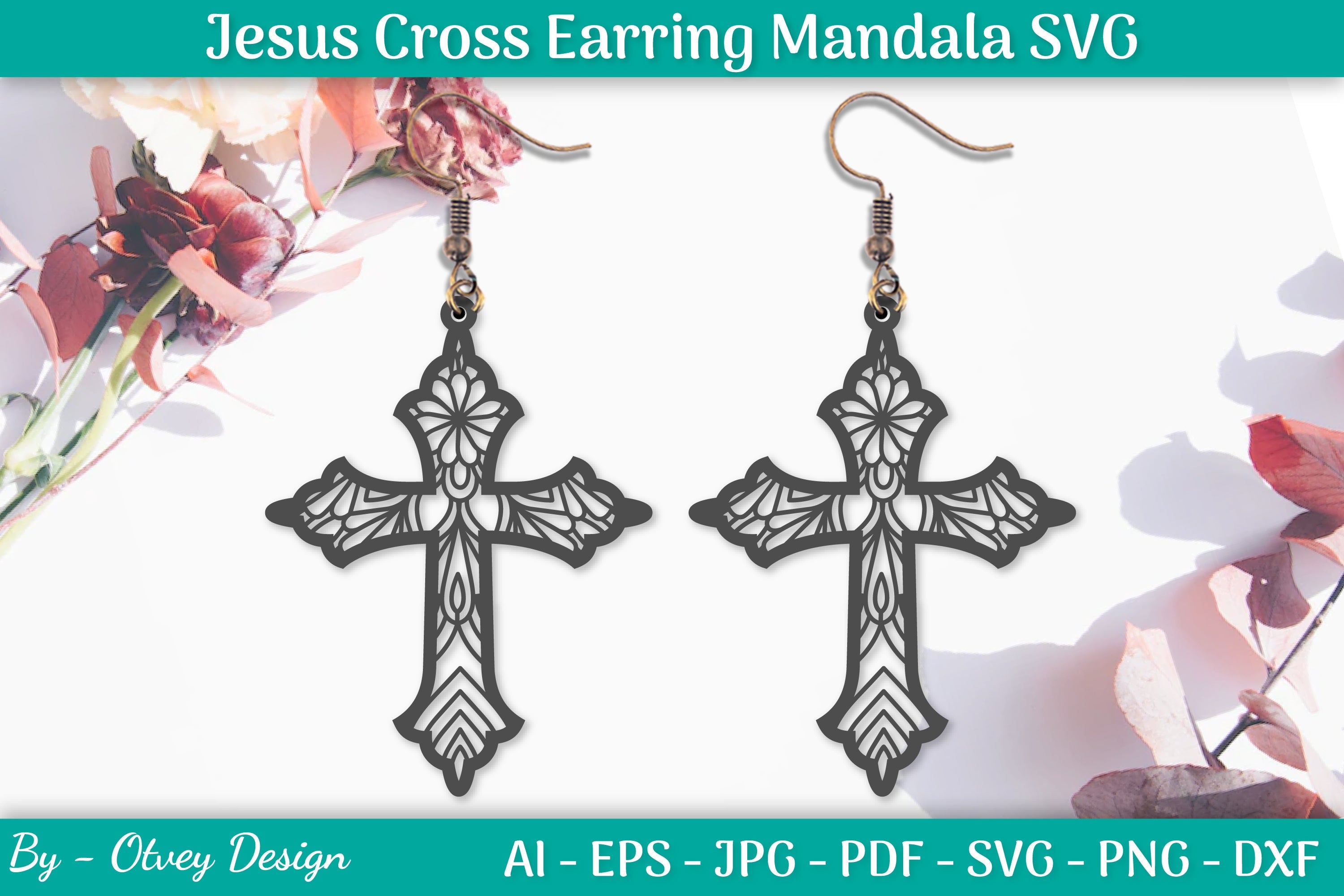 Jesus Cross Earring Mandala SVG Bundle 5 - CraftNest - Digital Crafting and Art