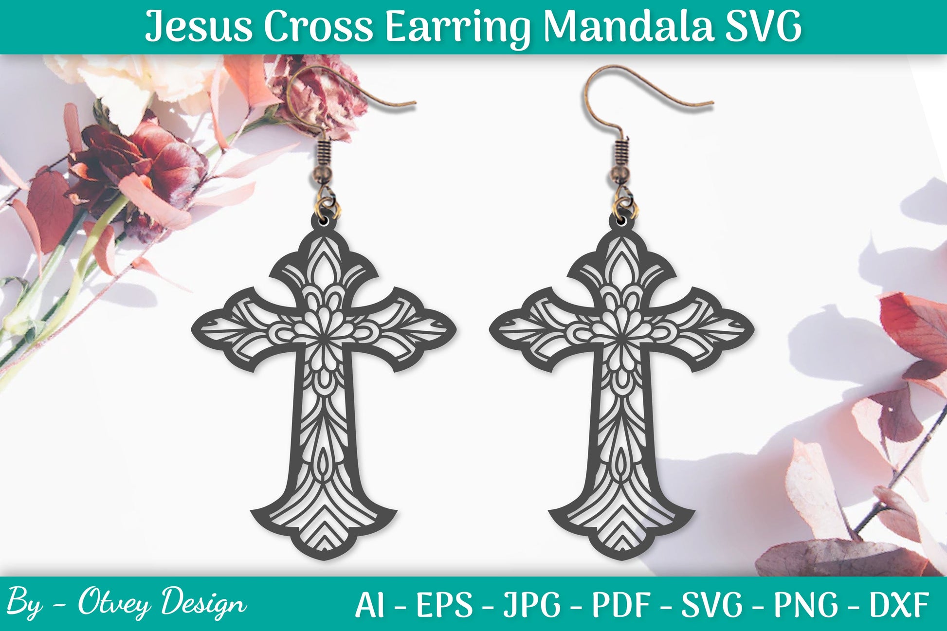 Jesus Cross Earring Mandala SVG Bundle 6 - CraftNest - Digital Crafting and Art